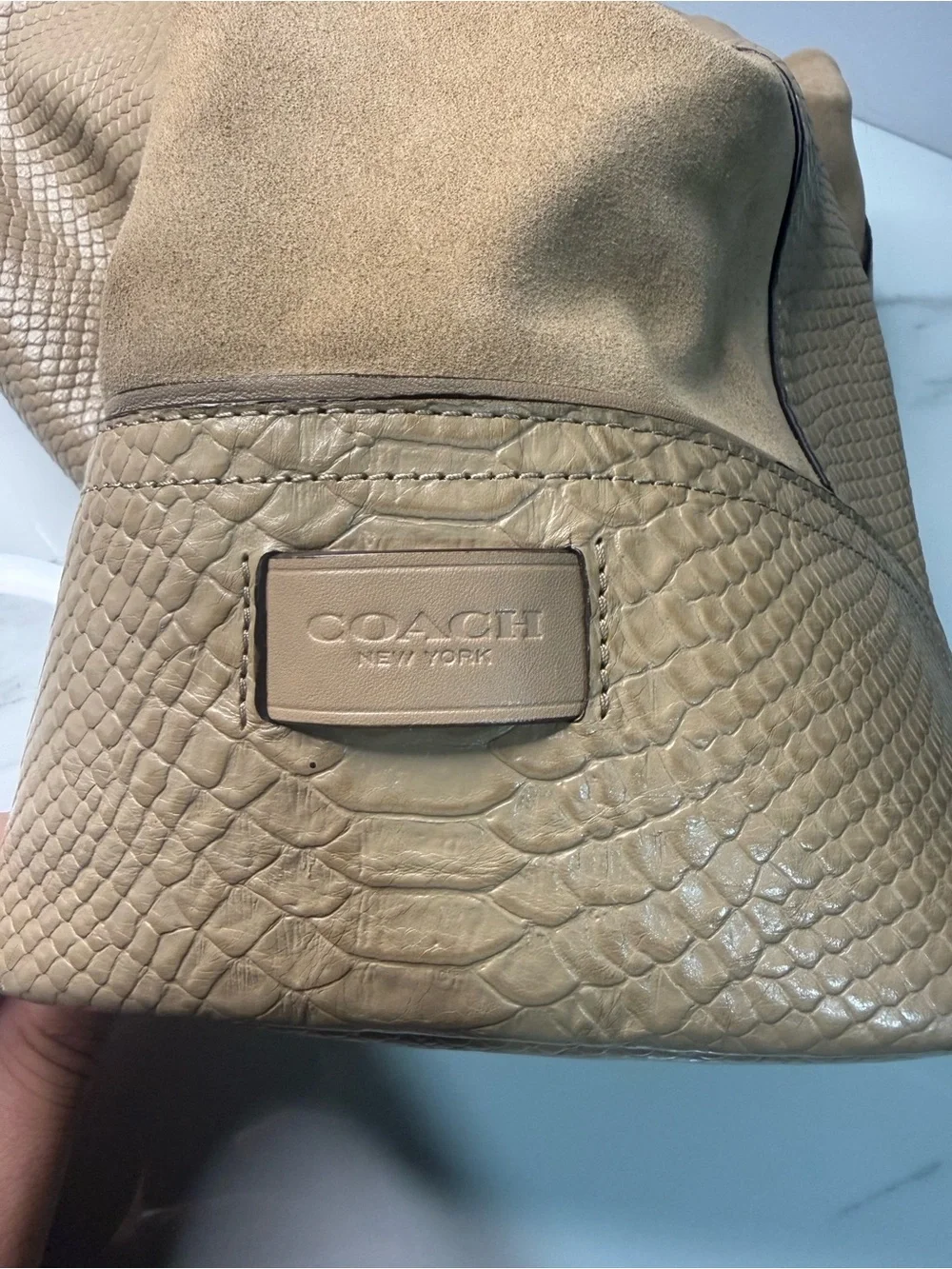 Coach Hadley Neutral Tote Bag with Scarf Accent